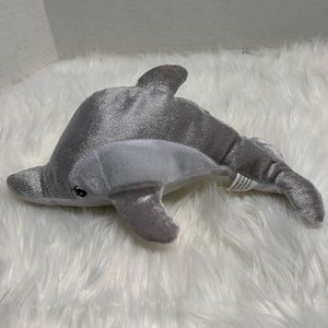 Beads by the Dozen Plush Stuffed Animal Toy Dolphin Silver Gray Muses 11 in L